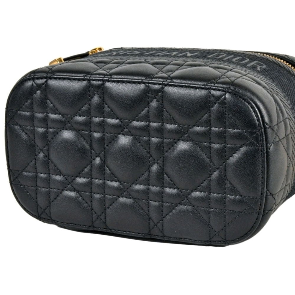 Christian Dior Vanity Bag Shoulder Leather Canvas Black Crossbody/Top Handle - Picture 5 of 16